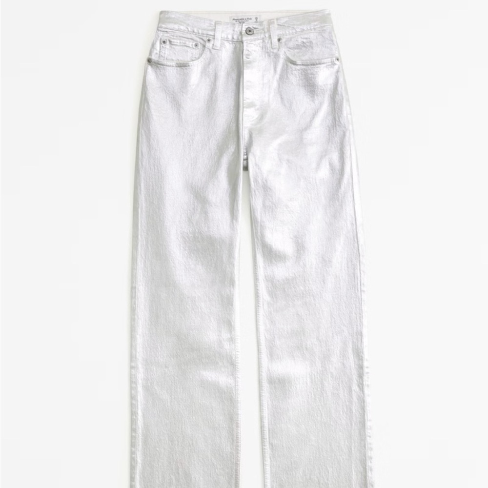 NWT High Rise 90s Vegan Silver Leather Pant